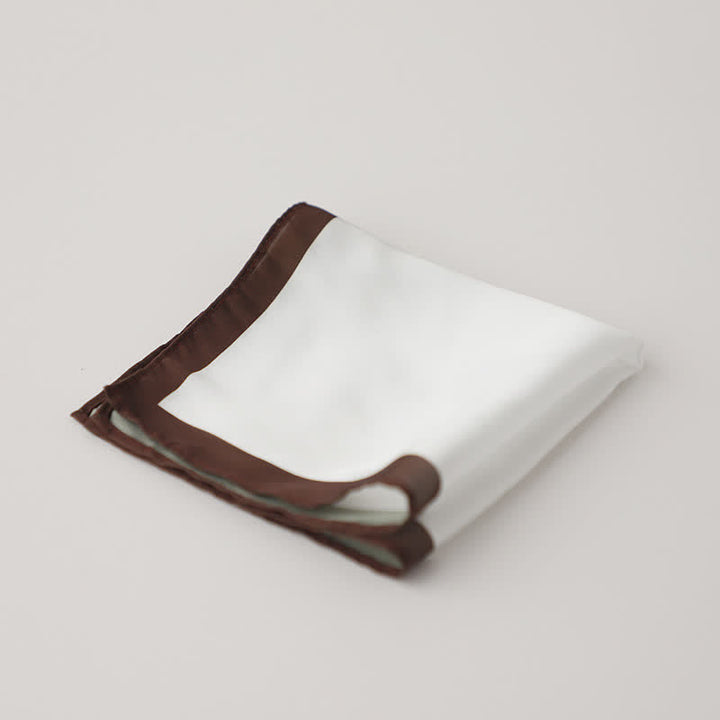 Men's White & Color Edge Wedding Pocket Square - Brown - image 7