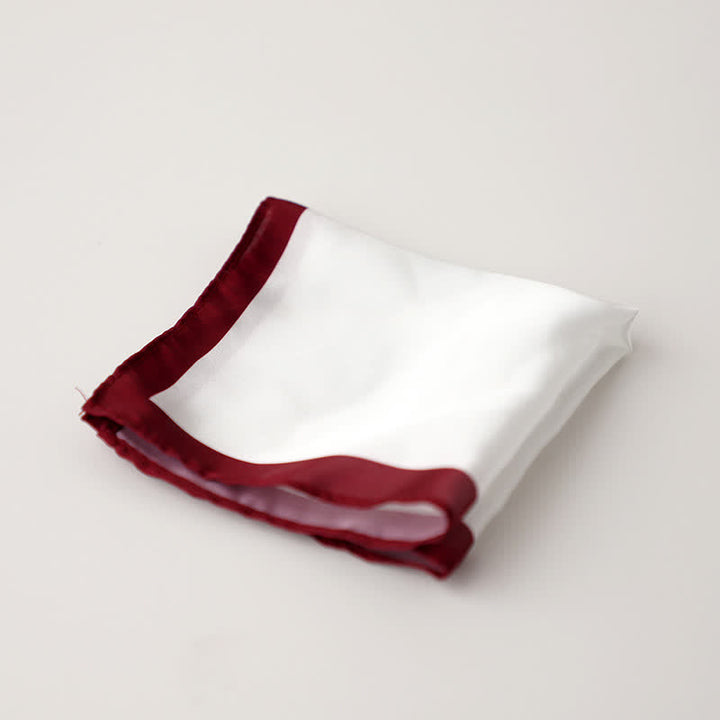 Men's White & Color Edge Wedding Pocket Square - Burgundy - image 11