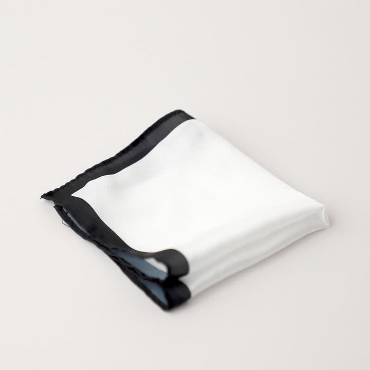 Men's White & Color Edge Wedding Pocket Square - Black - image 8