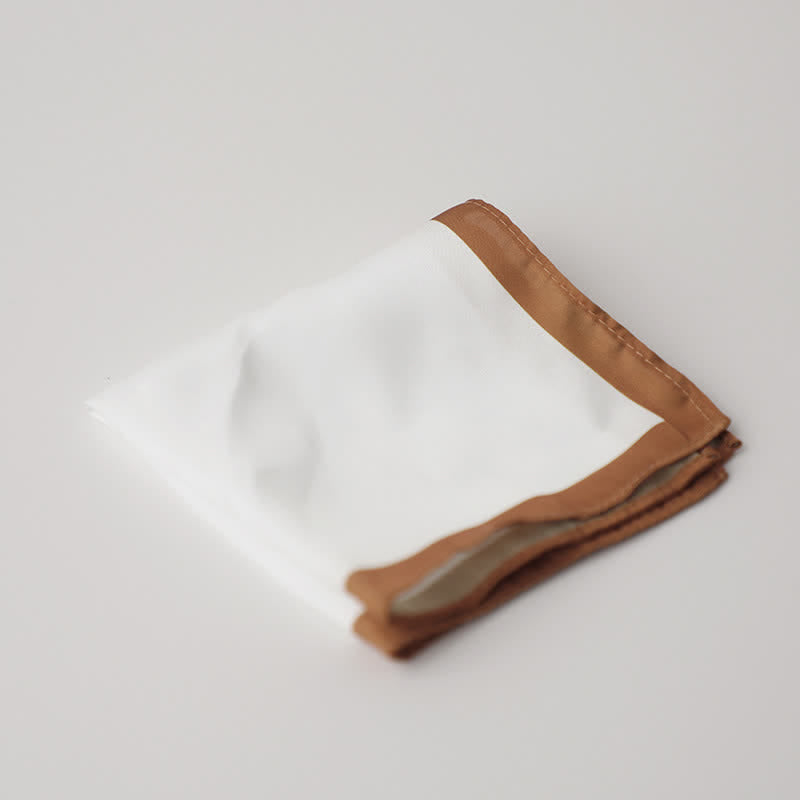 Men's White & Color Edge Wedding Pocket Square - Goldenrod - image 12