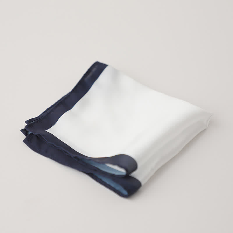 Men's White & Color Edge Wedding Pocket Square - Navy - image 9