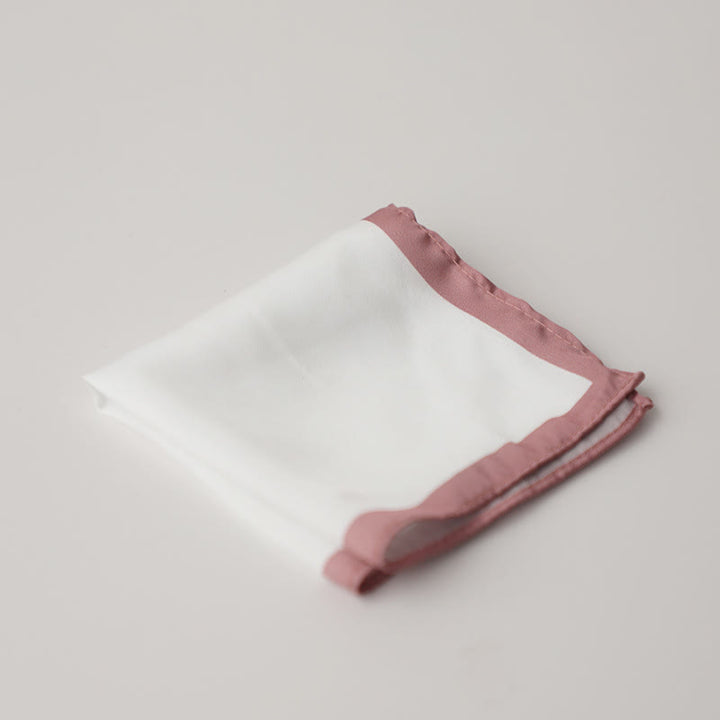 Men's White & Color Edge Wedding Pocket Square - Pink - image 13