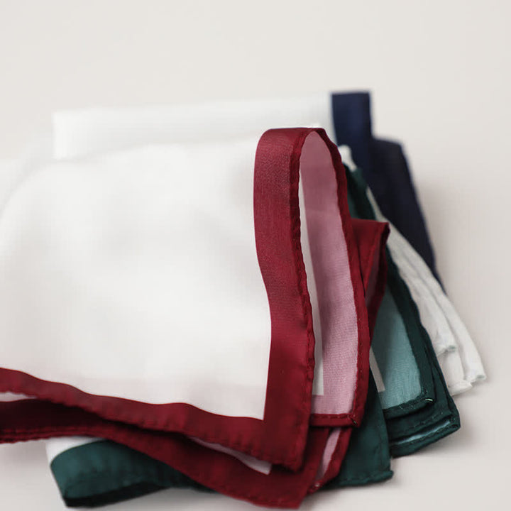 Men's White & Color Edge Wedding Pocket Square - image 3