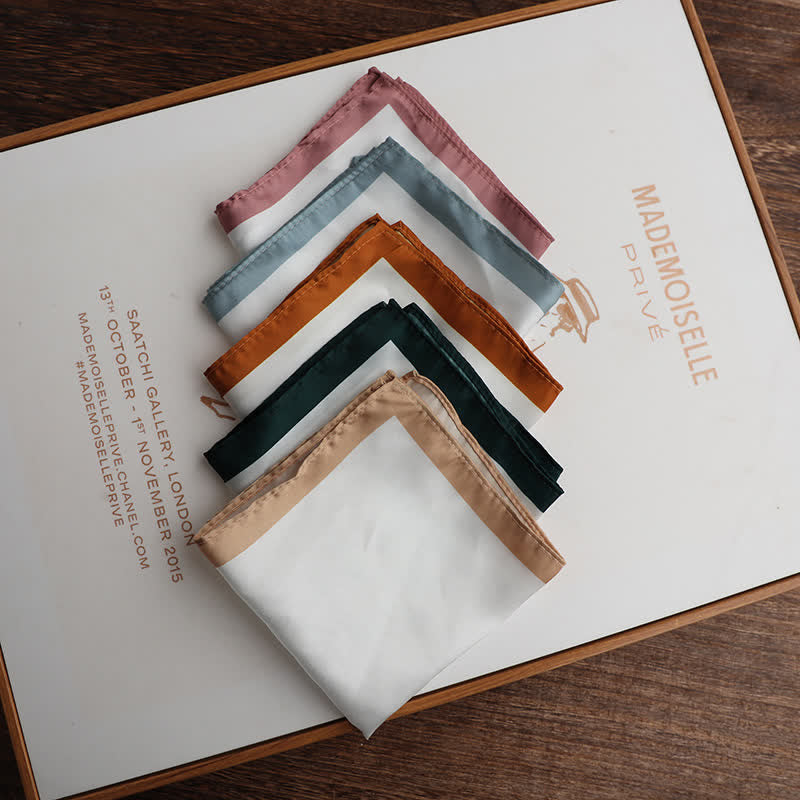 Men's White & Color Edge Wedding Pocket Square - image 1