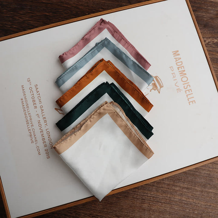 Men's White & Color Edge Wedding Pocket Square - image 1