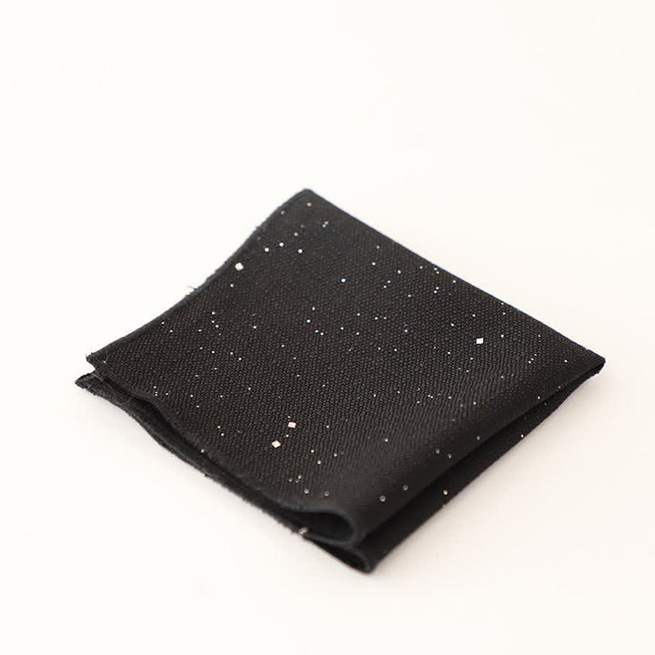 Men's Sequin Solid Color Simple Gentlemen Pocket Square - Black - image 5