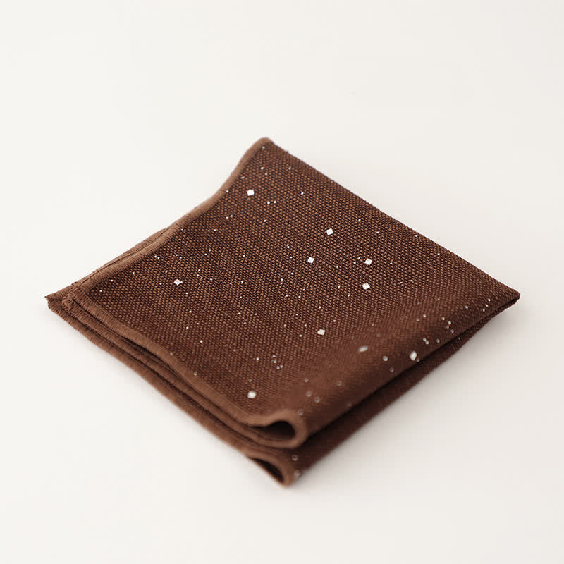 Men's Sequin Solid Color Simple Gentlemen Pocket Square - Coffee - image 2