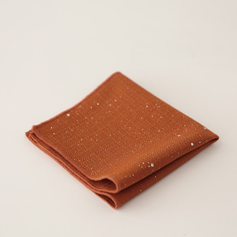 Men's Sequin Solid Color Simple Gentlemen Pocket Square - Dark Orange - image 9