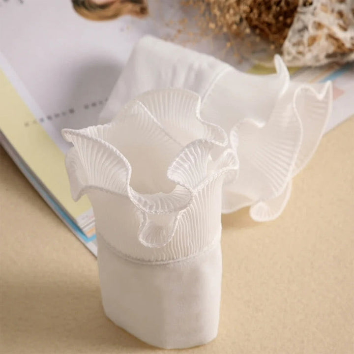 Detachable Lapel Shirt Ruffled Stand Fake Collar With Sleeve - White - One Size - Sleeves(1 Pair) - image 11