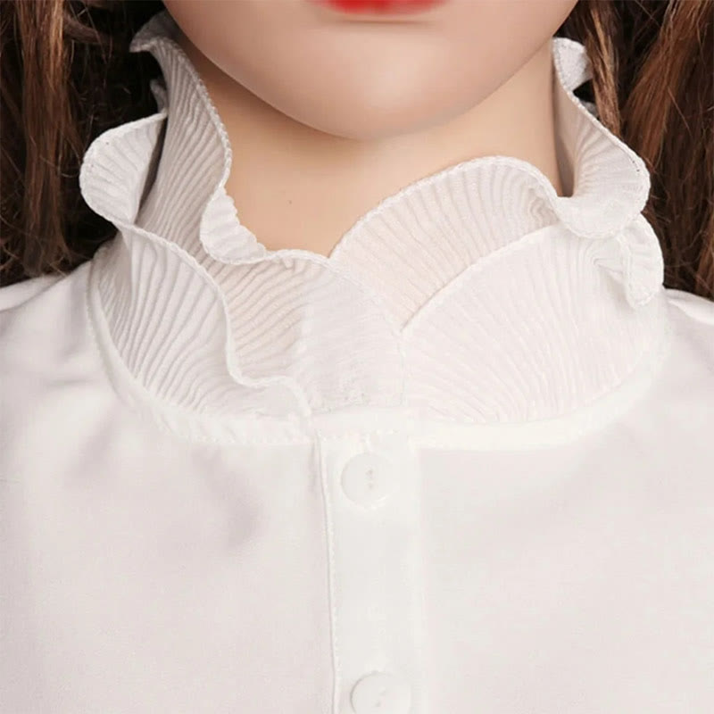 Detachable Lapel Shirt Ruffled Stand Fake Collar With Sleeve - White - One Size - Fake Collar - image 1