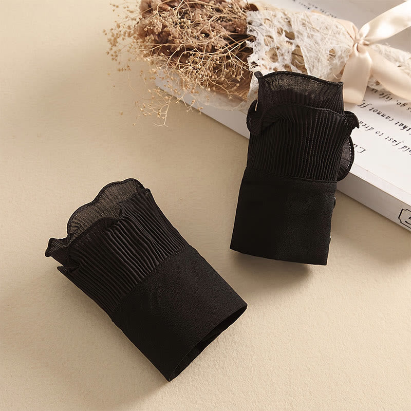 Detachable Lapel Shirt Ruffled Stand Fake Collar With Sleeve - Black - One Size - Sleeves(1 Pair) - image 14