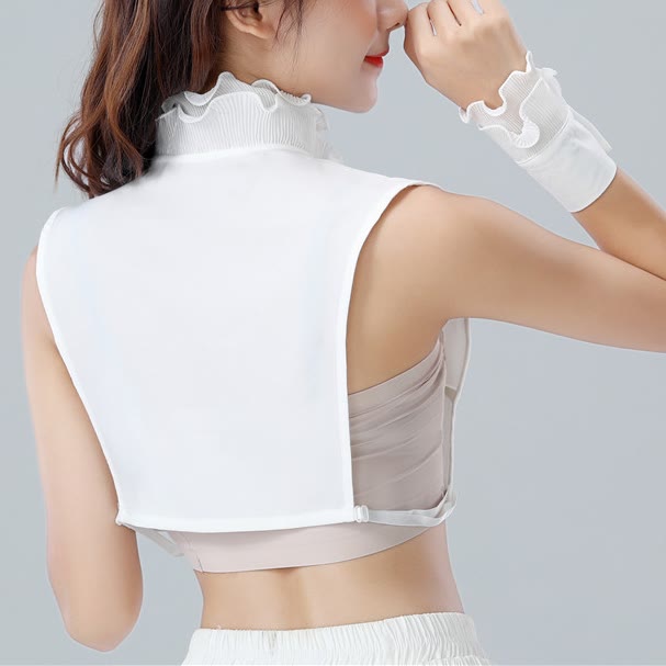 Detachable Lapel Shirt Ruffled Stand Fake Collar With Sleeve - image 4