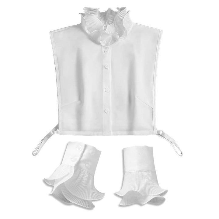 Detachable Lapel Shirt Ruffled Stand Fake Collar With Sleeve - White - One Size - Fake Collar+Sleeves(1 Pair) - image 16