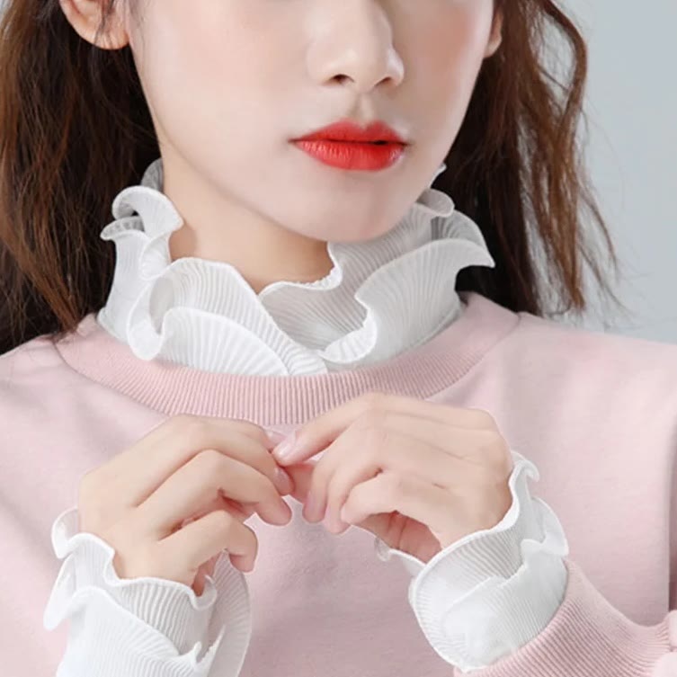 Detachable Lapel Shirt Ruffled Stand Fake Collar With Sleeve - image 0