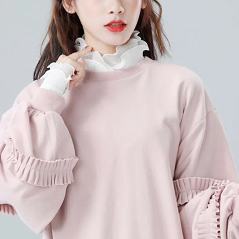 Detachable Lapel Shirt Ruffled Stand Fake Collar With Sleeve - image 2