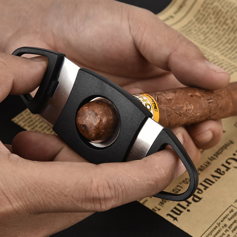 Black Double Blades Scissors Pocket Cigar Cutter - image 1