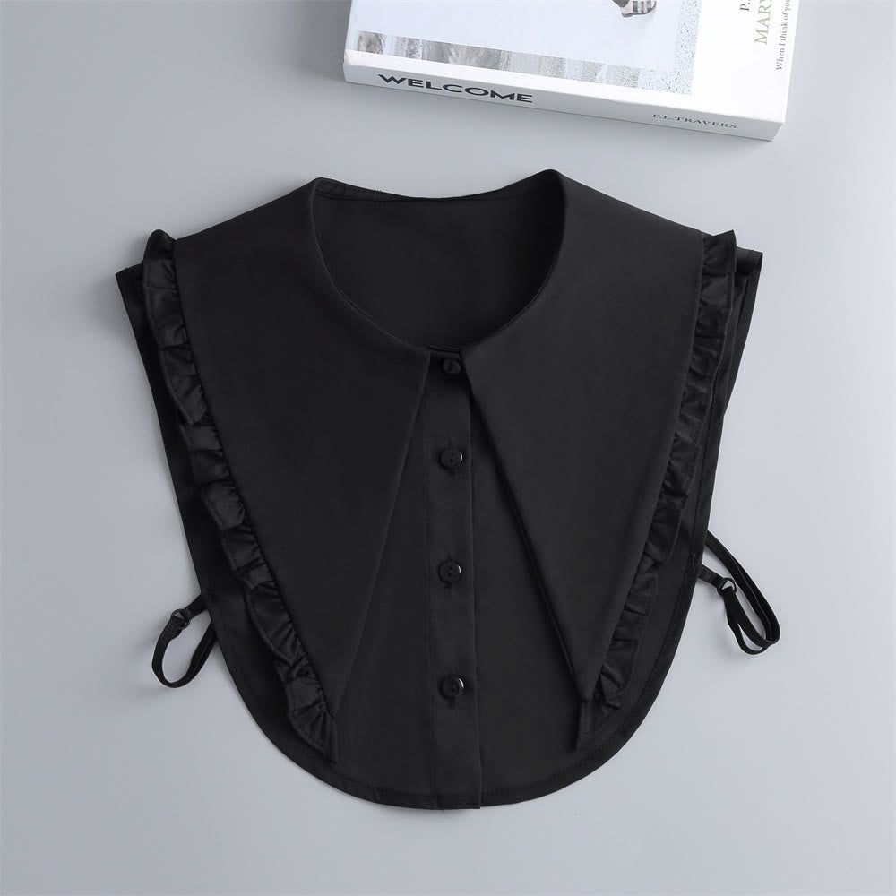 Detachable Half Shirt Blouse Large Lapel False Collar - Black - One Size - image 11