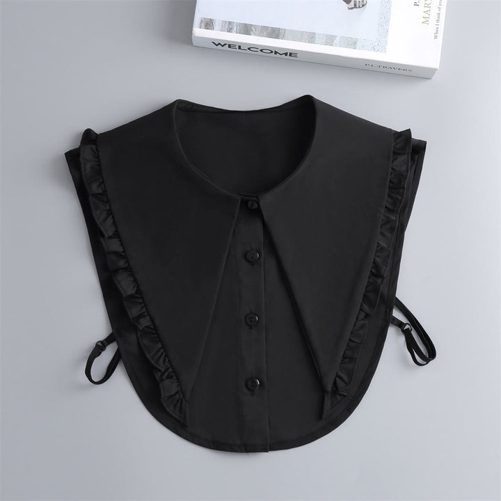 Detachable Half Shirt Blouse Large Lapel False Collar - Black - One Size - image 11
