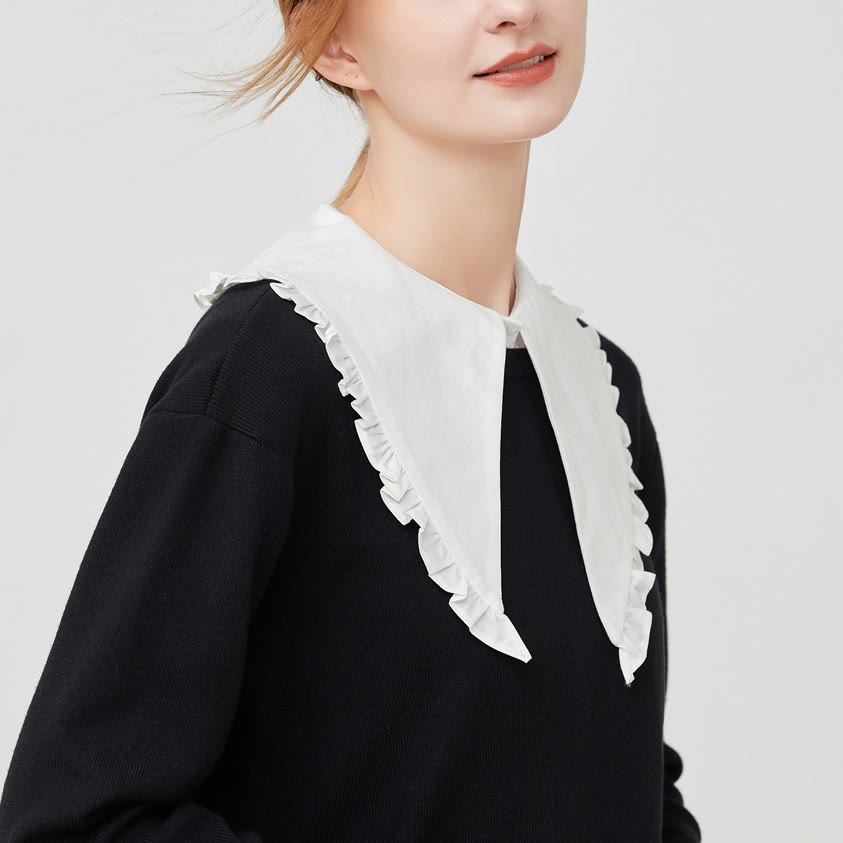 Detachable Half Shirt Blouse Large Lapel False Collar - image 3