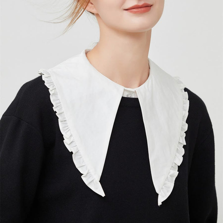 Detachable Half Shirt Blouse Large Lapel False Collar - White - One Size - image 0