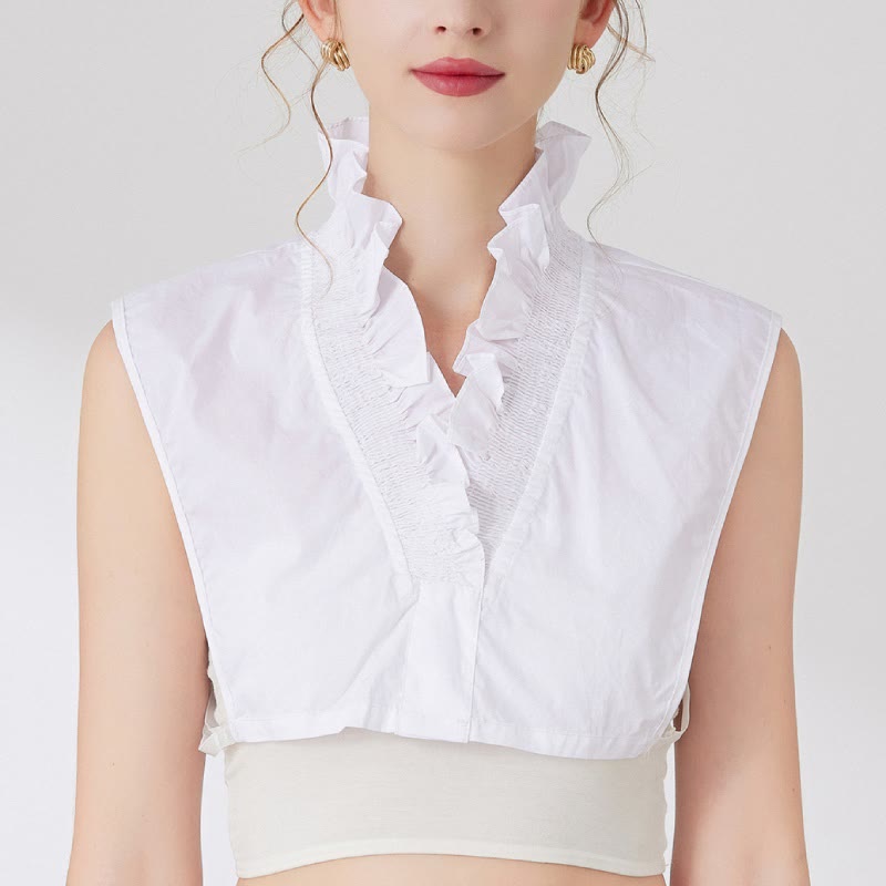 V Neck Detachable False Collar Shirt For Women - image 6