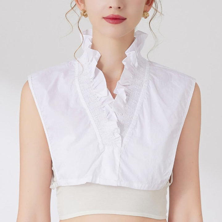 V Neck Detachable False Collar Shirt For Women - image 6