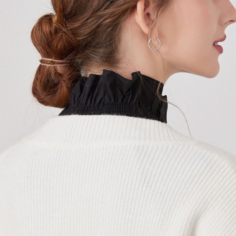 V Neck Detachable False Collar Shirt For Women - image 5