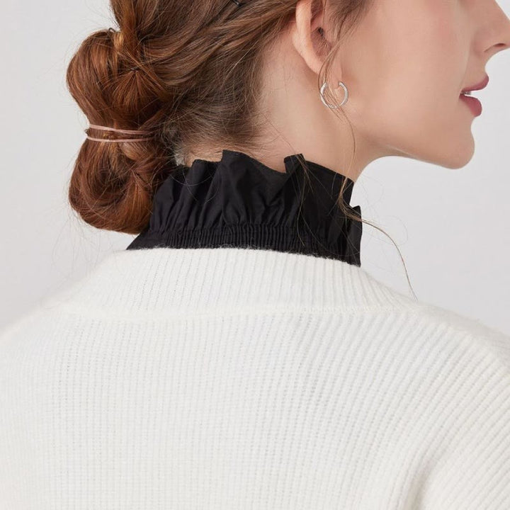 V Neck Detachable False Collar Shirt For Women - image 5