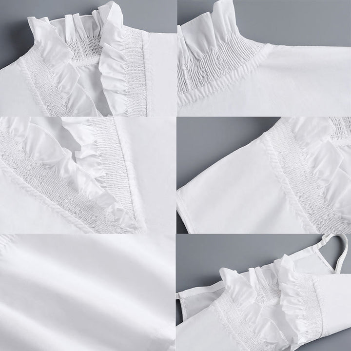V Neck Detachable False Collar Shirt For Women - image 8