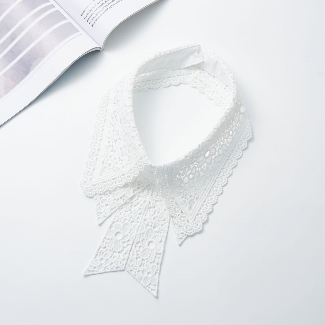 Detachable Half Shirt Blouse Floral Lace False Collar - image 12