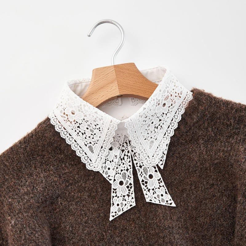 Detachable Half Shirt Blouse Floral Lace False Collar - image 1
