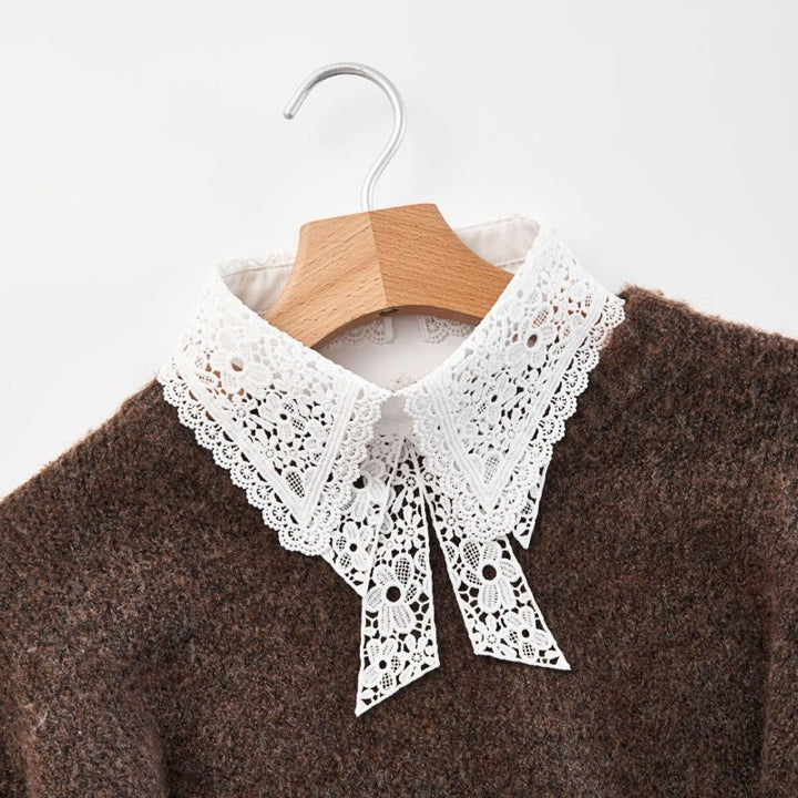Detachable Half Shirt Blouse Floral Lace False Collar - image 1