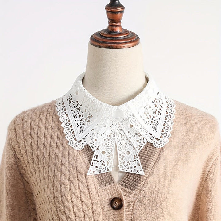 Detachable Half Shirt Blouse Floral Lace False Collar - image 2