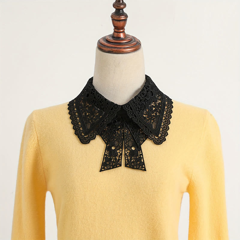 Detachable Half Shirt Blouse Floral Lace False Collar - image 3