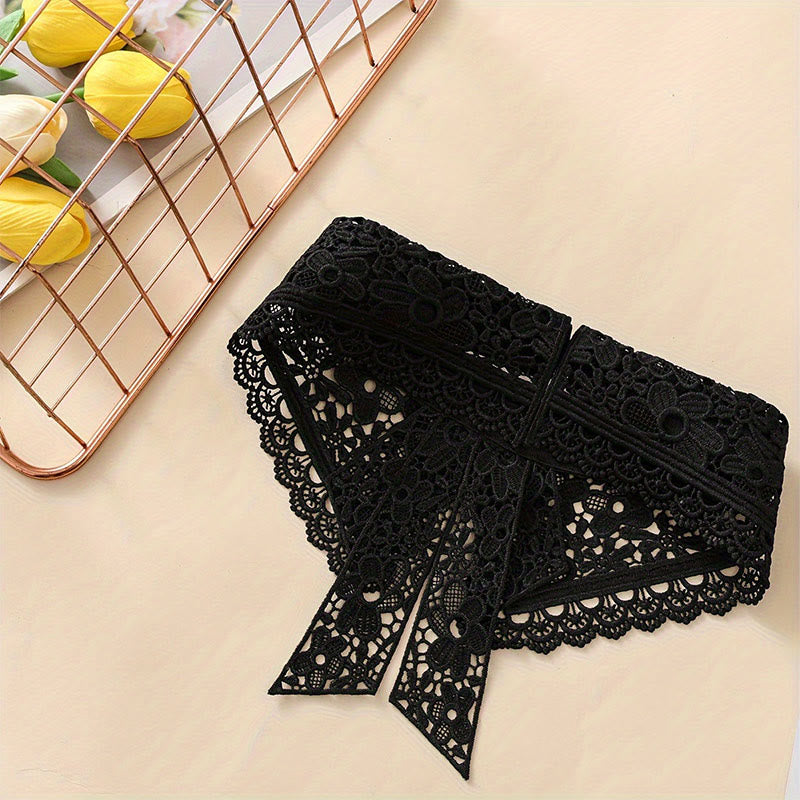 Detachable Half Shirt Blouse Floral Lace False Collar - image 6