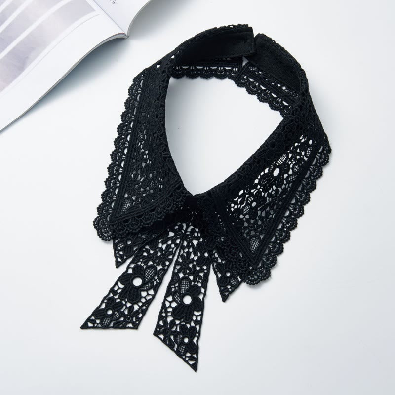 Detachable Half Shirt Blouse Floral Lace False Collar - Black - One Size - image 13