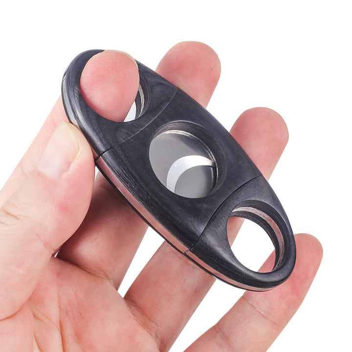 Black Ebony Wooden Double Guillotine Cigar Cutter - Black - image 0