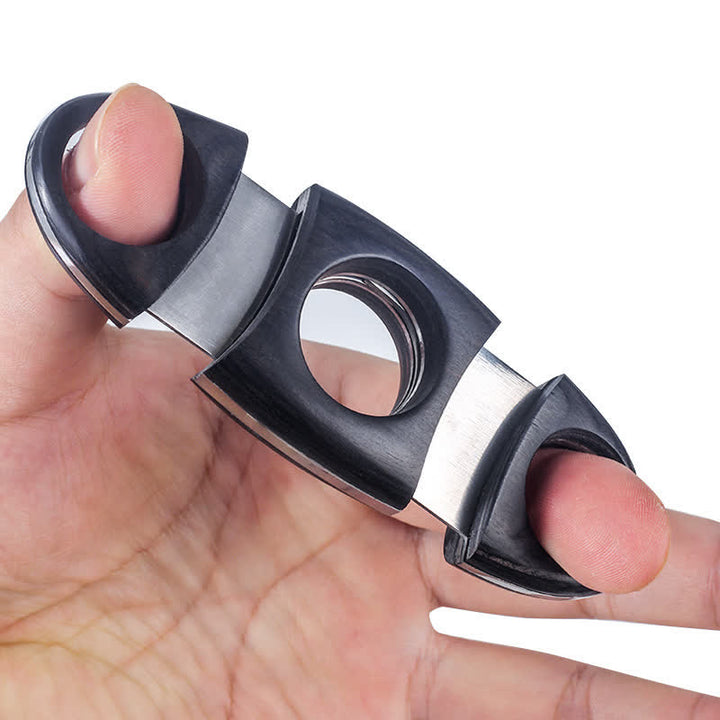 Black Ebony Wooden Double Guillotine Cigar Cutter - image 1