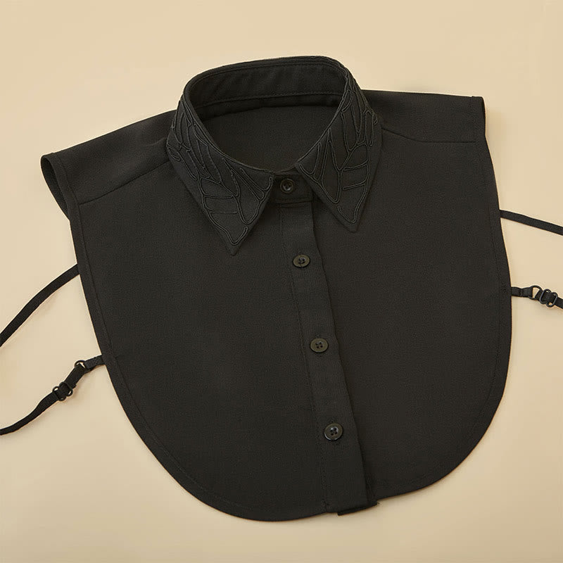 Embroidered Floral False Collar Detachable Half Shirt Blouse - Black - One Size - image 10