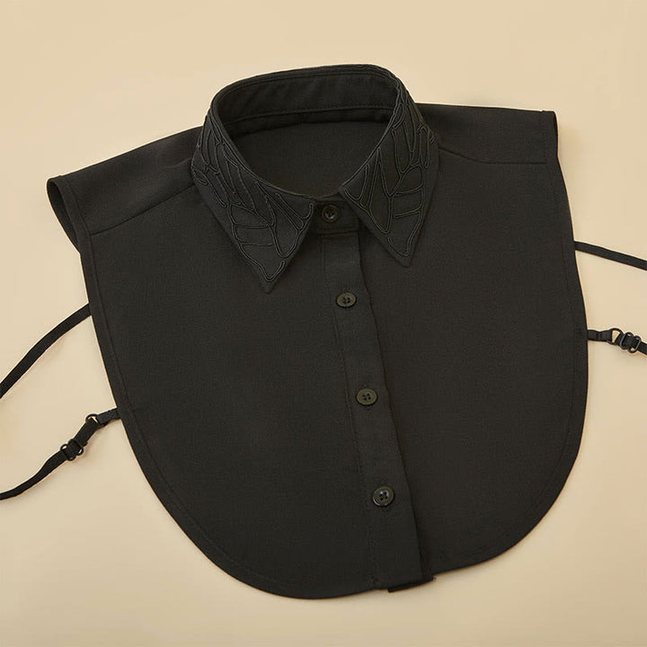 Embroidered Floral False Collar Detachable Half Shirt Blouse - Black - One Size - image 10