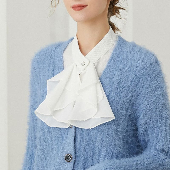 Ruffled Bowknot Fake Collar Detachable Half Shirt Accessory  - image 3