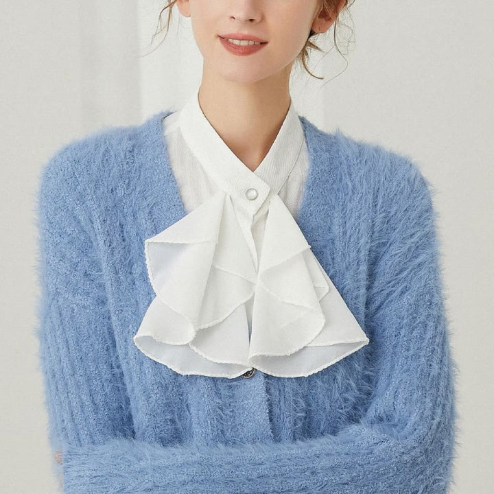 Ruffled Bowknot Fake Collar Detachable Half Shirt Accessory  - image 2