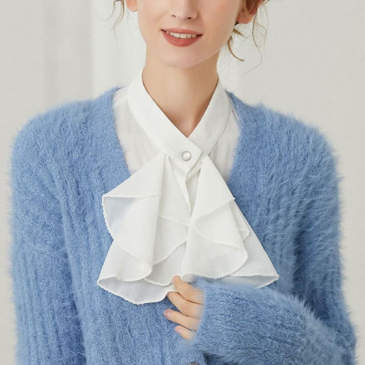 Ruffled Bowknot Fake Collar Detachable Half Shirt Accessory  - image 1