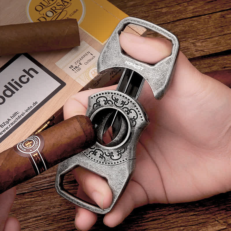 Retro Antique Silver 23MM V-Cut Premium Guillotine Cigar Cutter - image 0
