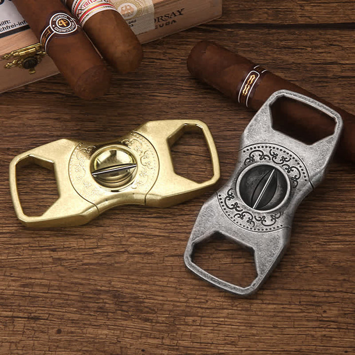 Retro Antique Silver 23MM V-Cut Premium Guillotine Cigar Cutter - image 1