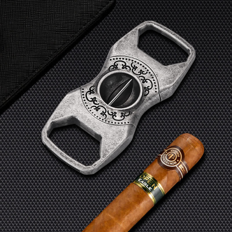 Retro Antique Silver 23MM V-Cut Premium Guillotine Cigar Cutter - image 4