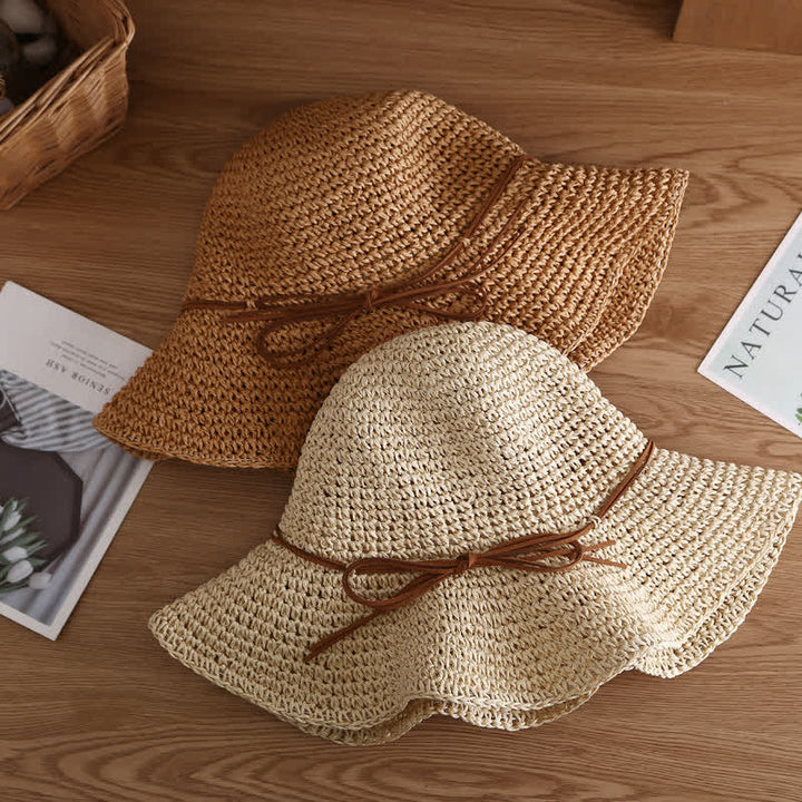 Women's Elegant Wide Brim Summer Foldable Straw Hat - image 3