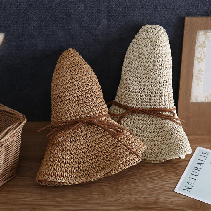 Women's Elegant Wide Brim Summer Foldable Straw Hat - image 4