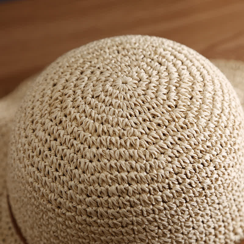 Women's Elegant Wide Brim Summer Foldable Straw Hat - image 7