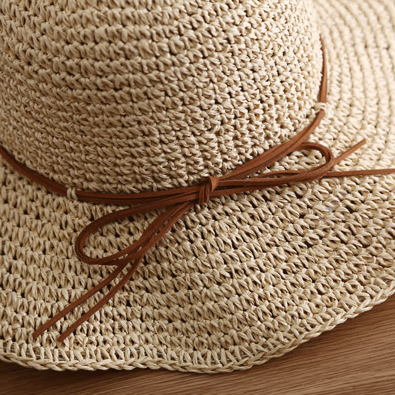Women's Elegant Wide Brim Summer Foldable Straw Hat - image 6